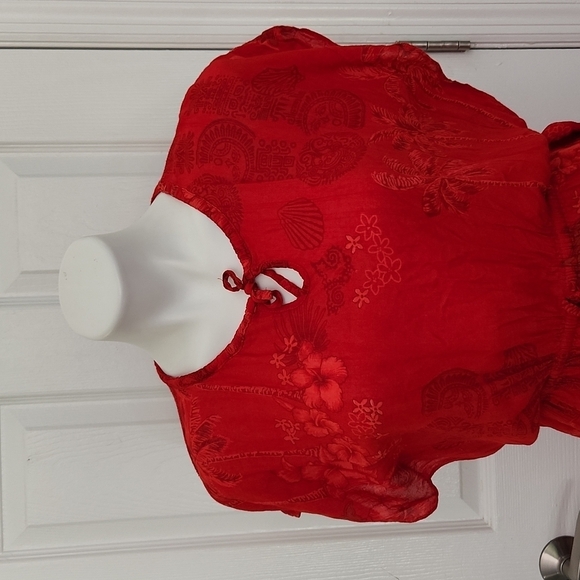 Cabali Red Floral Cover Up - Picture 3 of 13